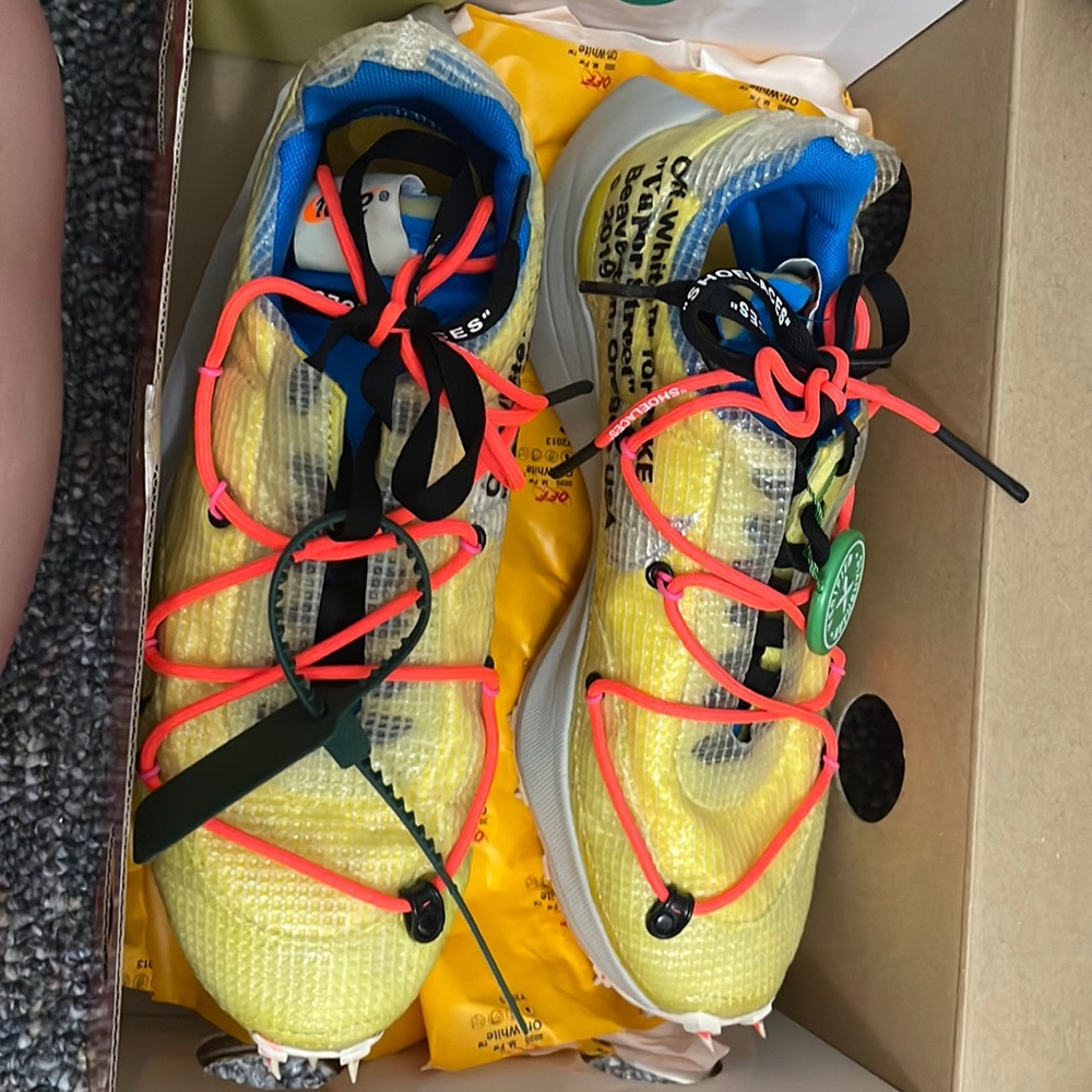 Off white yellow cleats/ sneakers